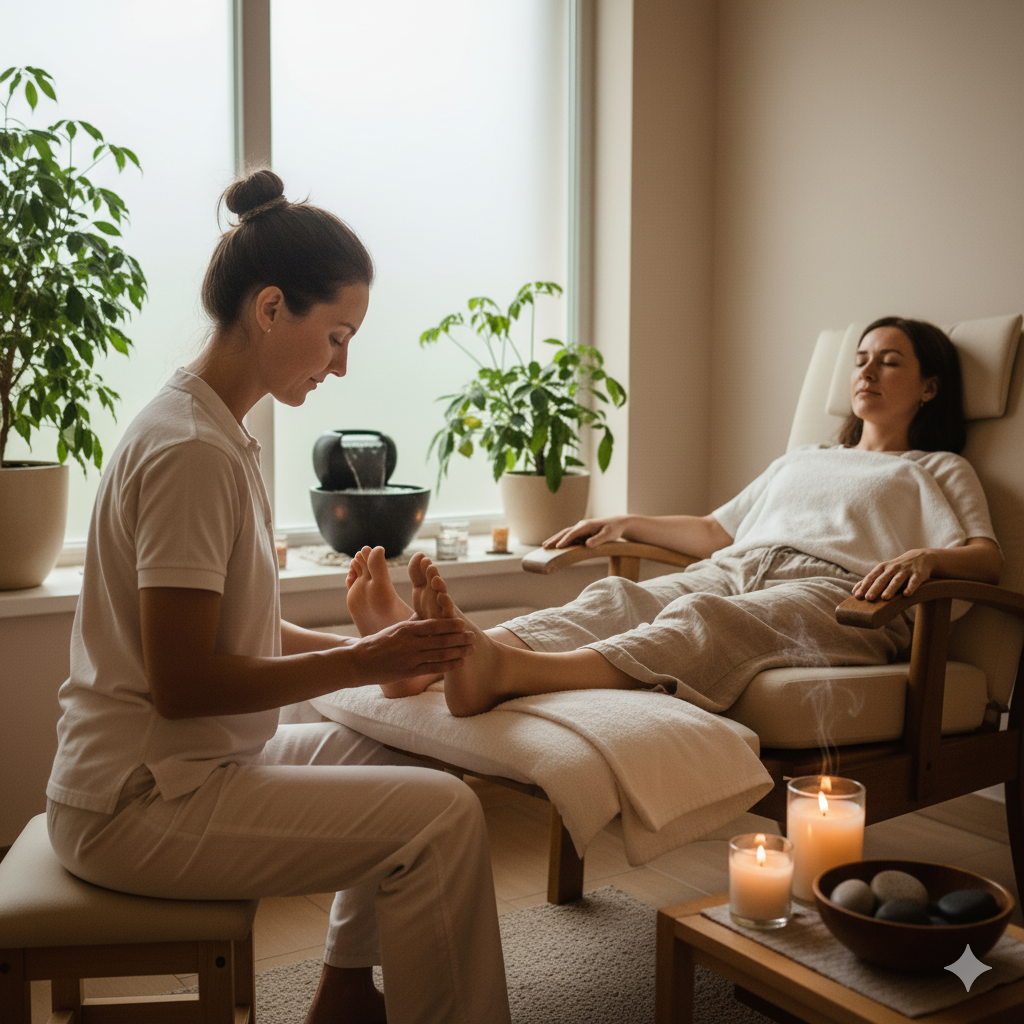 Professional foot reflexology session